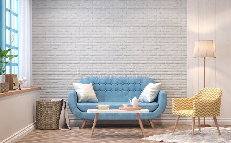 Rocznika pokoju 3d renderingu żywy wizerunek ilustracji