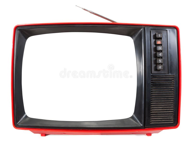 Rocznika przenośny telewizor z wycinanka ekranem odizolowywającym na bielu obraz royalty free Rocznika przenośny telewizor z wycinanka ekranem odizolowywającym na bielu obraz royalty free