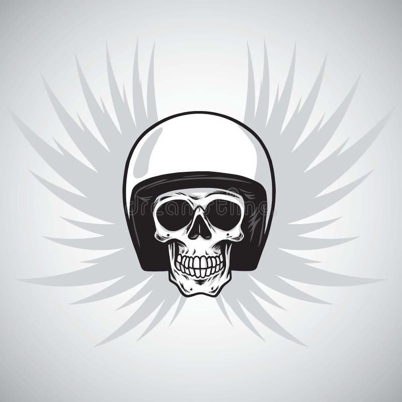 Rocznika rowerzysty czaszka z hełmem i skrzydłami ilustracji Rocznika rowerzysty czaszka z hełmem i skrzydłami ilustracji