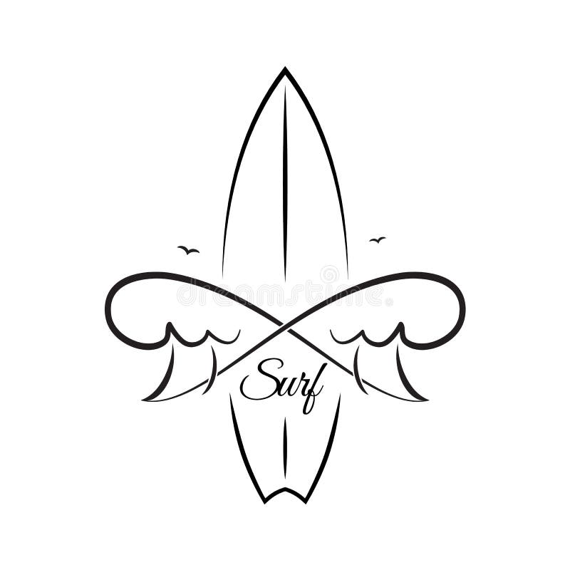 Rocznika ręka rysujący emblemat kipiel klub z surfing fala i deską royalty ilustracja Rocznika ręka rysujący emblemat kipiel klub z surfing fala i deską royalty ilustracja