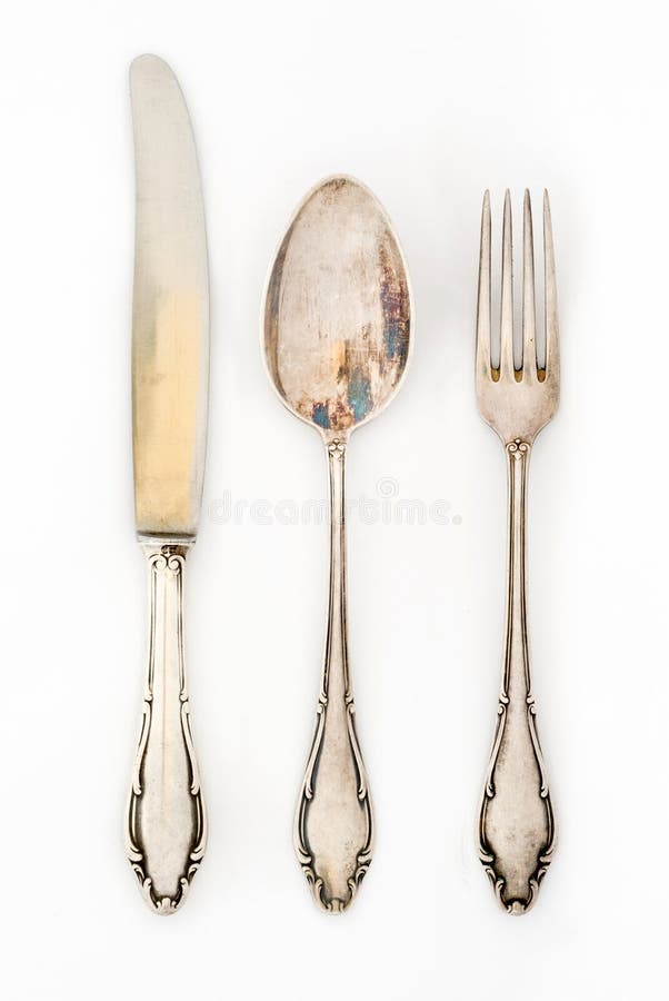 Rocznika silverware set fotografia royalty free Rocznika silverware set fotografia royalty free