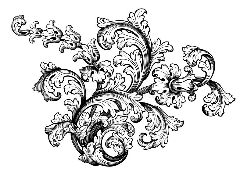 Rocznika wiktoriański ramy granicy kwiecistego ornamentu retro deseniowego tatuażu Barokowa ślimacznica grawerujący kaligraficzny ilustracji