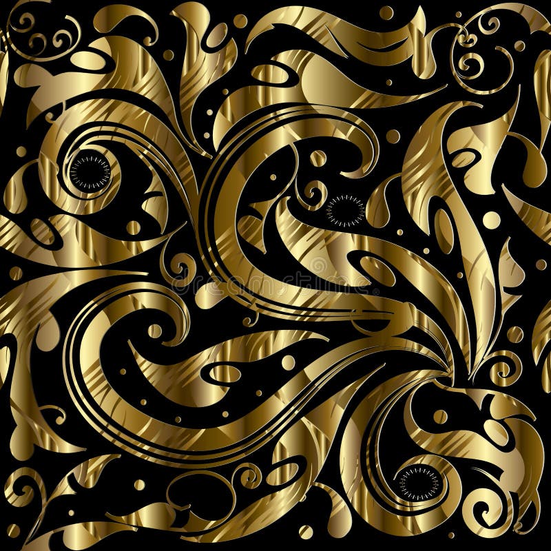 Rocznika złocisty ornamentacyjny 3d bezszwowy wzór Wektorowy kwiecisty patte royalty ilustracja Rocznika złocisty ornamentacyjny 3d bezszwowy wzór Wektorowy kwiecisty patte royalty ilustracja