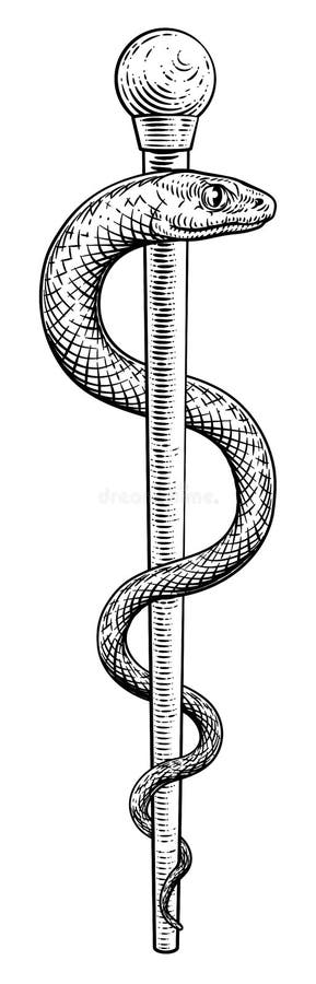 Rod of Asclepius Vintage Medical Snake Symbol Stock Vector - Illustration  of caduceus, accupuncture: 220400118