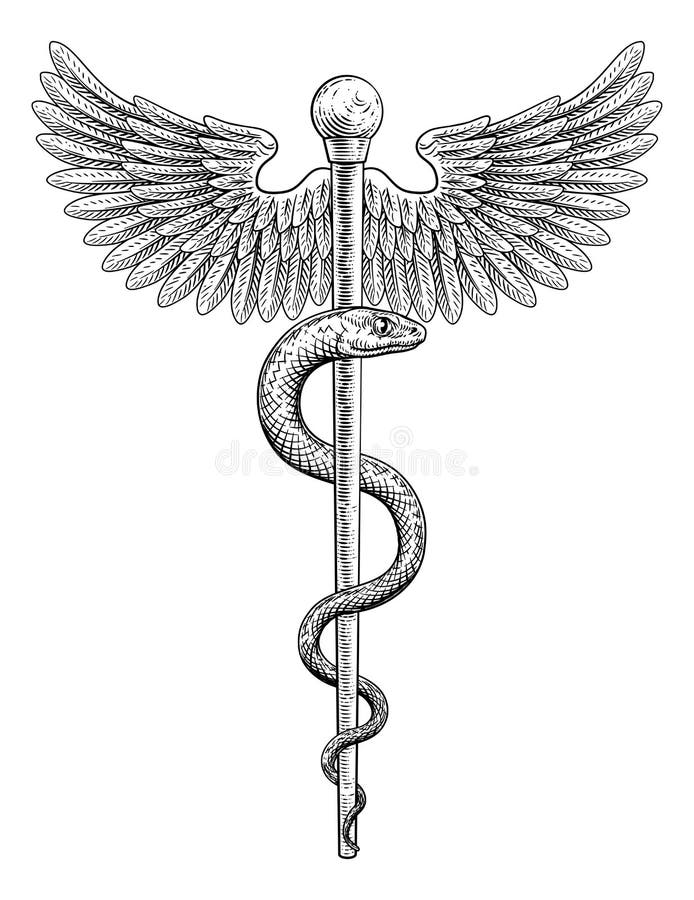 Rod of Asclepius Doctor Medical Symbol Stock Vector - Illustration of  woodcut, vector: 206924930