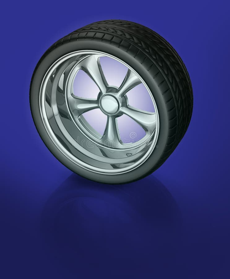 Sport alloy wheel tyre 3d concept illustration. Sport alloy wheel tyre 3d concept illustration