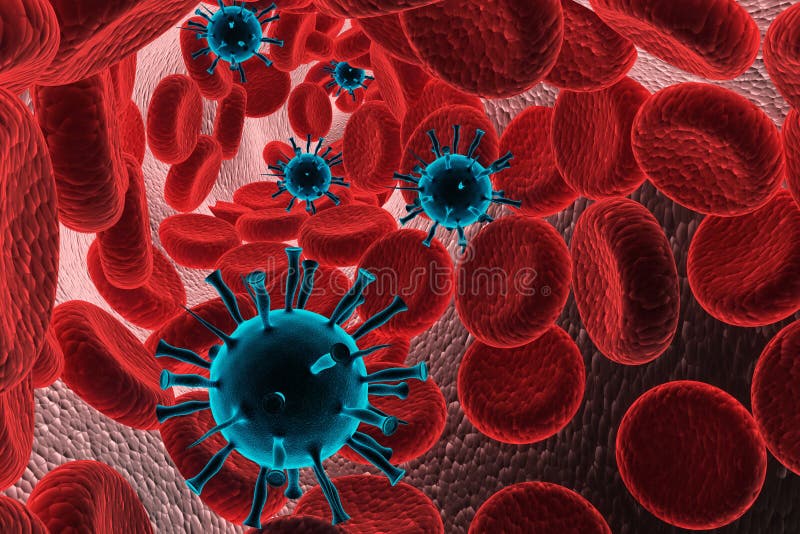 Rode bloedcellen met virus vector illustratie Rode bloedcellen met virus vector illustratie