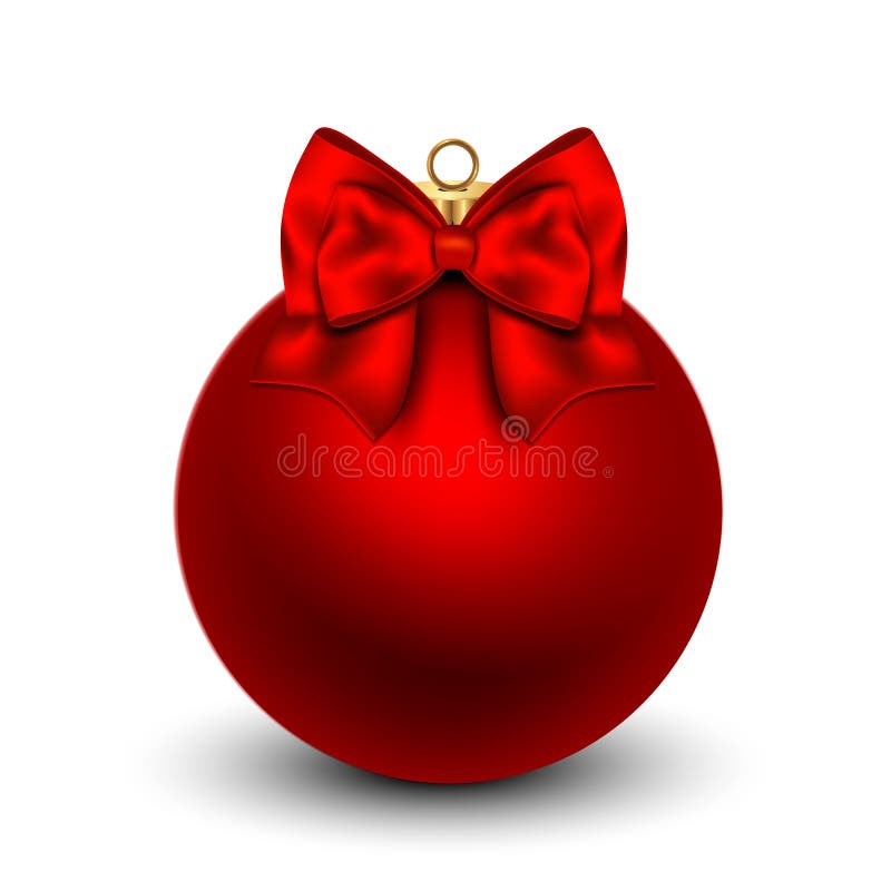 Red Christmas ball with a bow, isolated on white background. Vector illustration. Red Christmas ball with a bow, isolated on white background. Vector illustration.