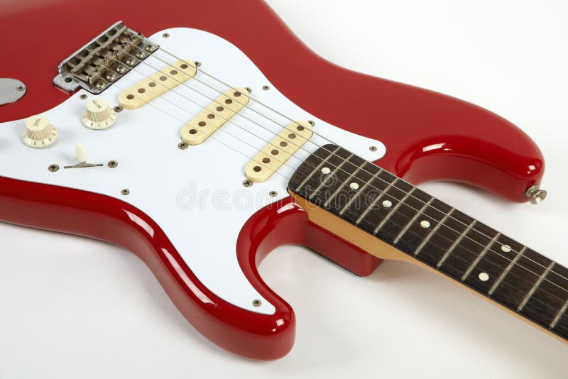 Rode elektrische gitaar royalty-vrije stock afbeeldingen Rode elektrische gitaar royalty-vrije stock afbeeldingen