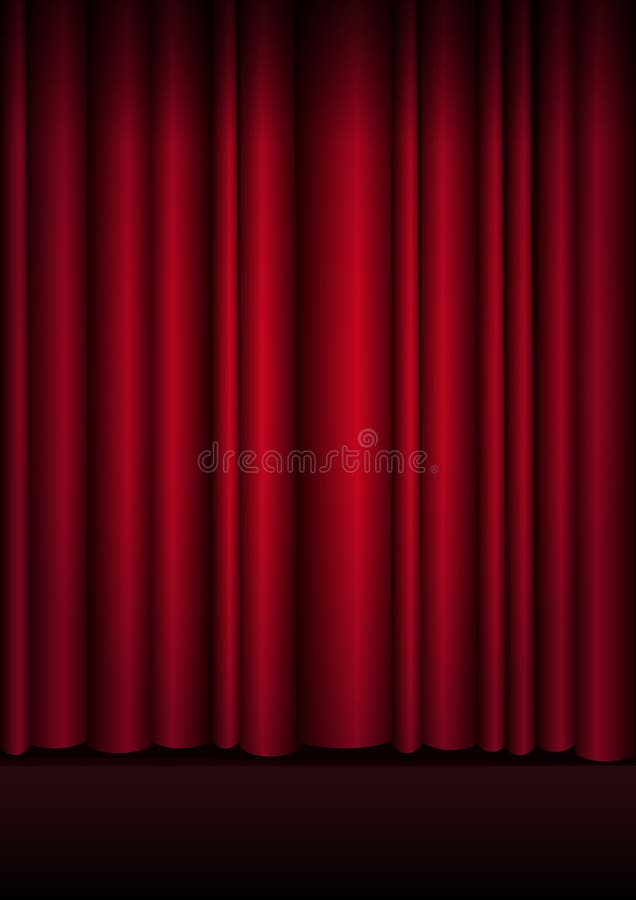 Rode gordijnenstadium, theater of operaachtergrond met schijnwerper stock illustratie Rode gordijnenstadium, theater of operaachtergrond met schijnwerper stock illustratie