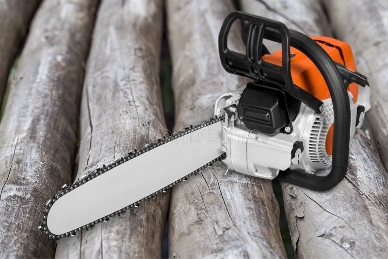 Electric chain saw chainsaw color white background. Electric chain saw chainsaw color white background