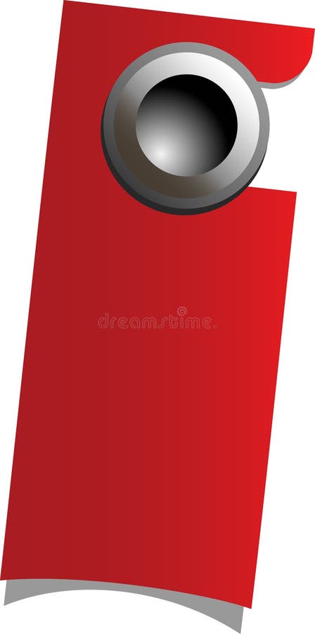 Red empty handle door , hanging on knob, vector. Red empty handle door , hanging on knob, vector