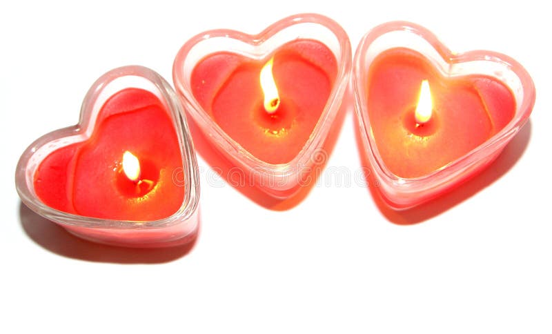 Rode hart gevormde kaars drie royalty-vrije stock afbeelding