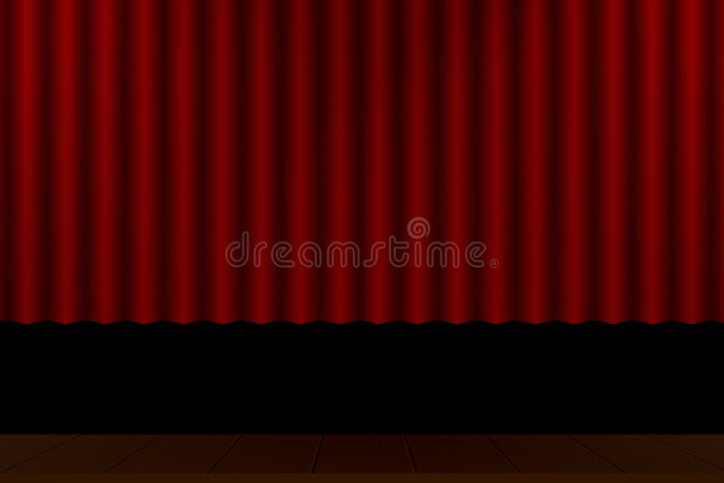 Rode het stadium houten vloer van het gordijntheater royalty-vrije illustratie Rode het stadium houten vloer van het gordijntheater royalty-vrije illustratie