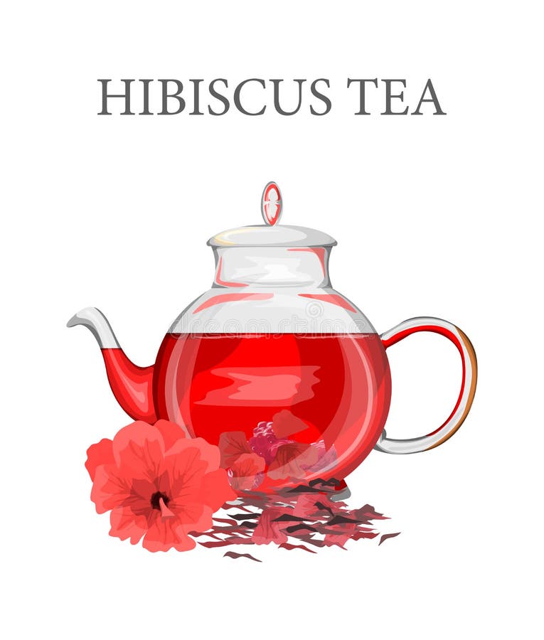 Rode hibiscus of karkade thee Hete Drank stock illustratie Rode hibiscus of karkade thee Hete Drank stock illustratie