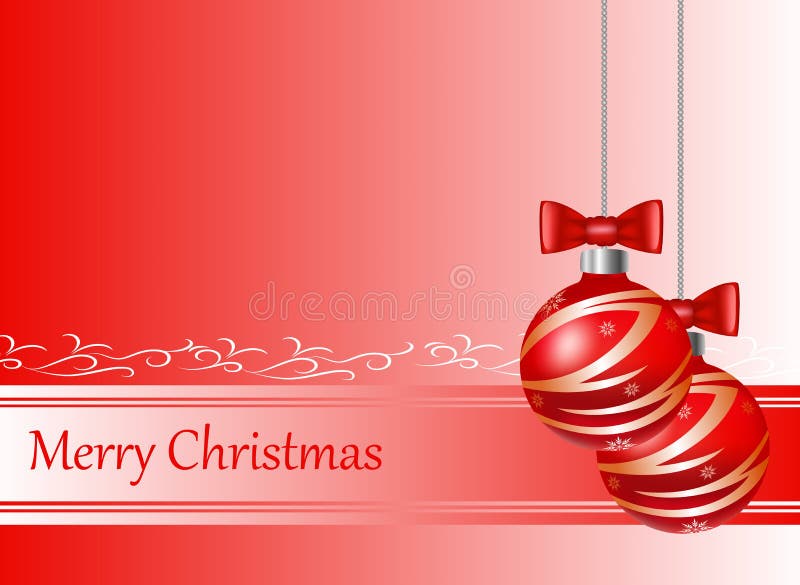 Rode Kerstkaart met Kerstmisballen vector illustratie Rode Kerstkaart met Kerstmisballen vector illustratie