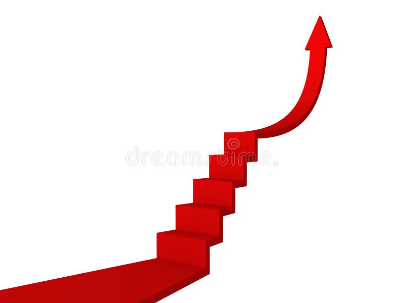 Red ladder to success arrow. business concept 3d. Red ladder to success arrow. business concept 3d