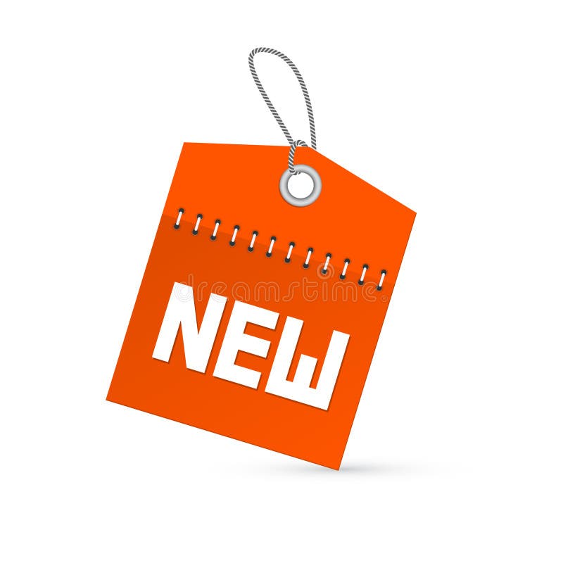 Rode Vector Nieuwe Markering, Etiket met Koord stock illustratie Rode Vector Nieuwe Markering, Etiket met Koord stock illustratie