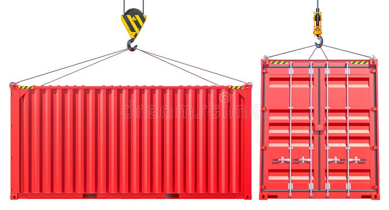 Rode Verschepende Ladingscontainer met Haak royalty-vrije illustratie Rode Verschepende Ladingscontainer met Haak royalty-vrije illustratie
