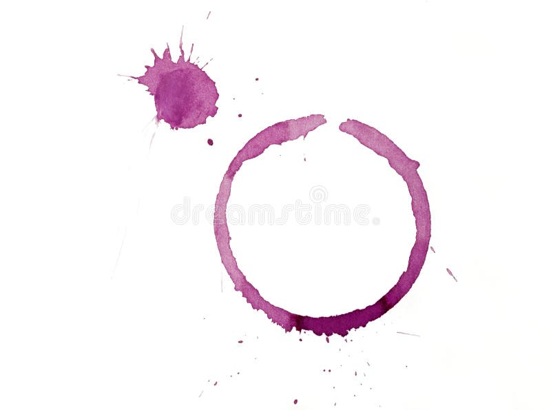 Red wine glass stain and cork stains with spatter on a white background. Red wine glass stain and cork stains with spatter on a white background.