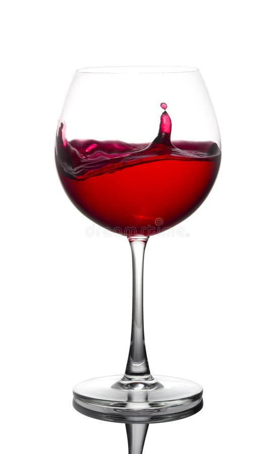 Red wine Glass in White background on Glossy floor. Red wine Glass in White background on Glossy floor