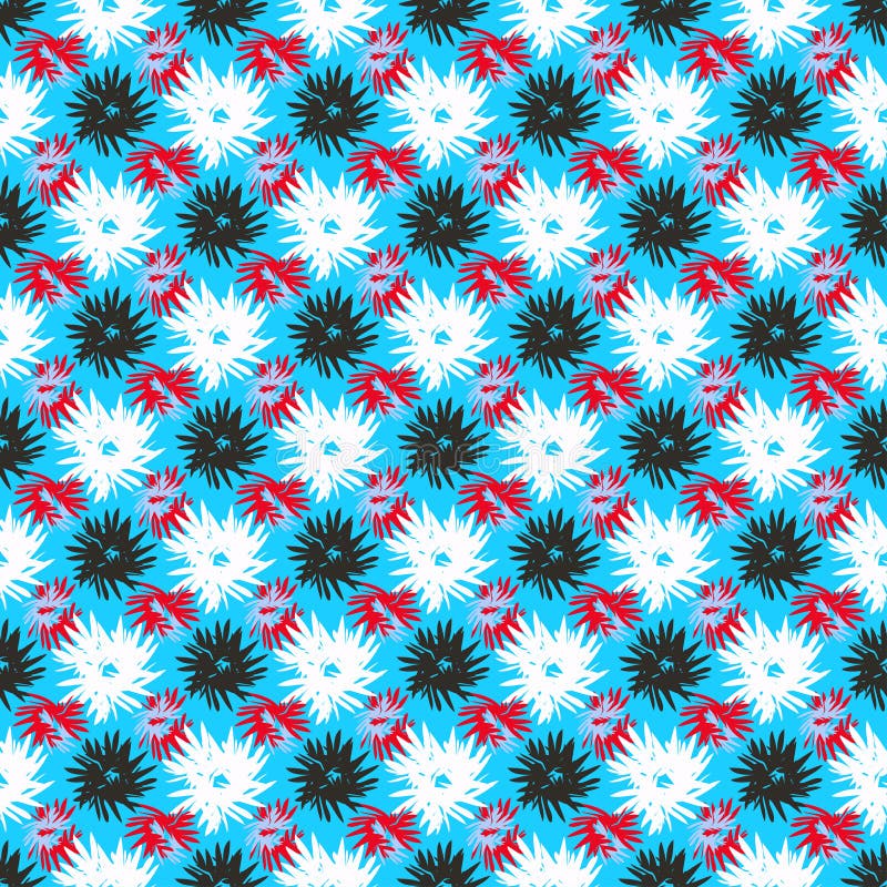 Rode zwarte witte bloemen op een blauwe vectorillustratie als achtergrond royalty-vrije illustratie Rode zwarte witte bloemen op een blauwe vectorillustratie als achtergrond royalty-vrije illustratie