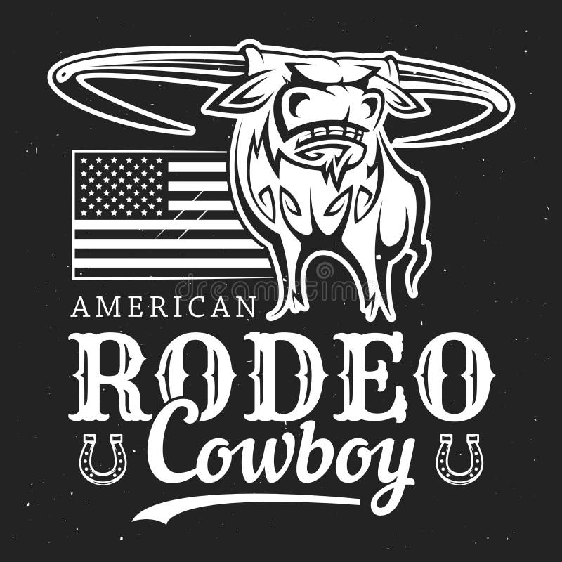 Rodeio de vaqueiro, bandeira americana e ferradura ilustração stock Rodeio de vaqueiro, bandeira americana e ferradura ilustração stock