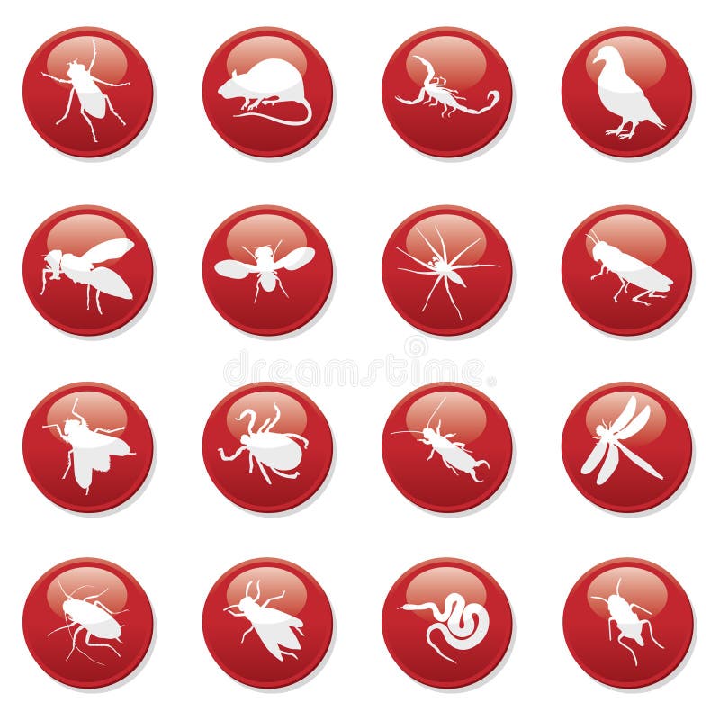 Rodent and pest buttons stock illustration