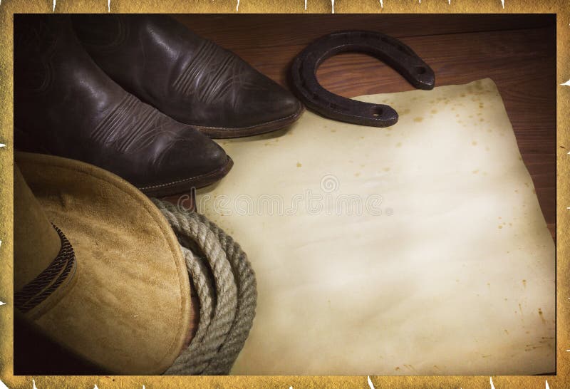 Rodeo cowboy background with western hat and lasso royalty free stock photos