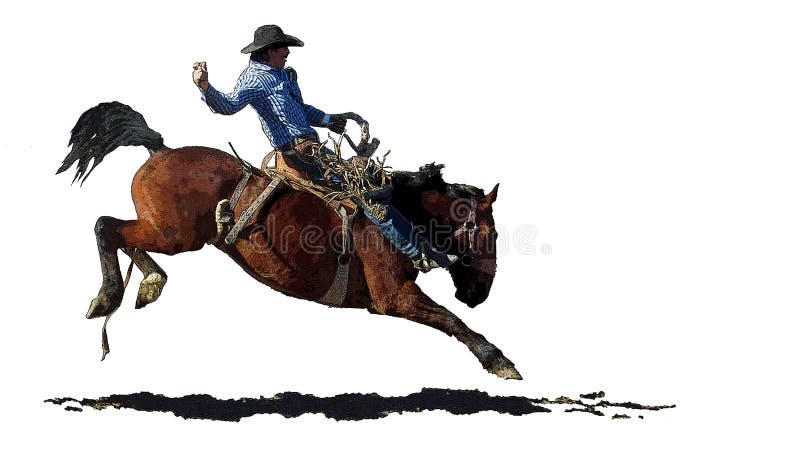 Rodeo cowboy on a bucking horse