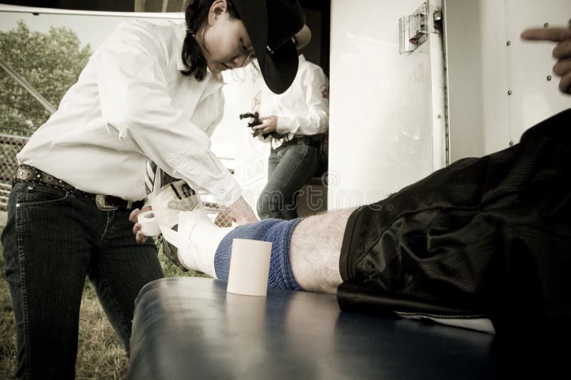 Canadian pro rodeo sports medicine in Airdrie Alberta Canada. Western rodeo in 2011. Canadian pro rodeo sports medicine in Airdrie Alberta Canada. Western rodeo in 2011