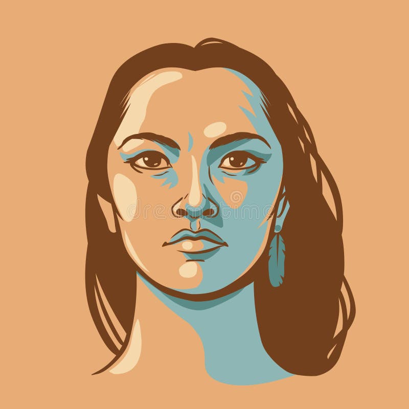 Rodowity Amerykanin kobieta z długie włosy ilustracji Rodowity Amerykanin kobieta z długie włosy ilustracji