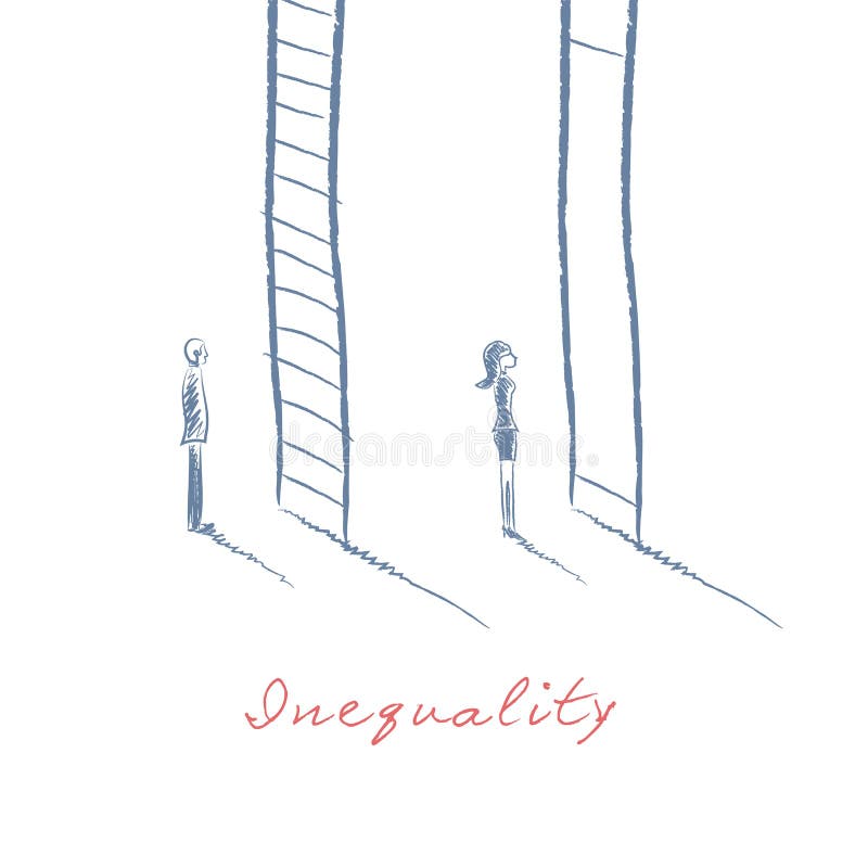 Rodzajów zagadnienia w biznesowym pojęciu z biznesmena i bizneswomanu pozycją przed kariery korporacyjną drabiną ilustracja wektor Rodzajów zagadnienia w biznesowym pojęciu z biznesmena i bizneswomanu pozycją przed kariery korporacyjną drabiną ilustracja wektor