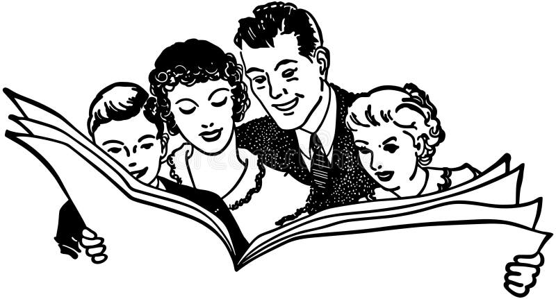 Rodzinna Czytelnicza gazeta royalty ilustracja Rodzinna Czytelnicza gazeta royalty ilustracja