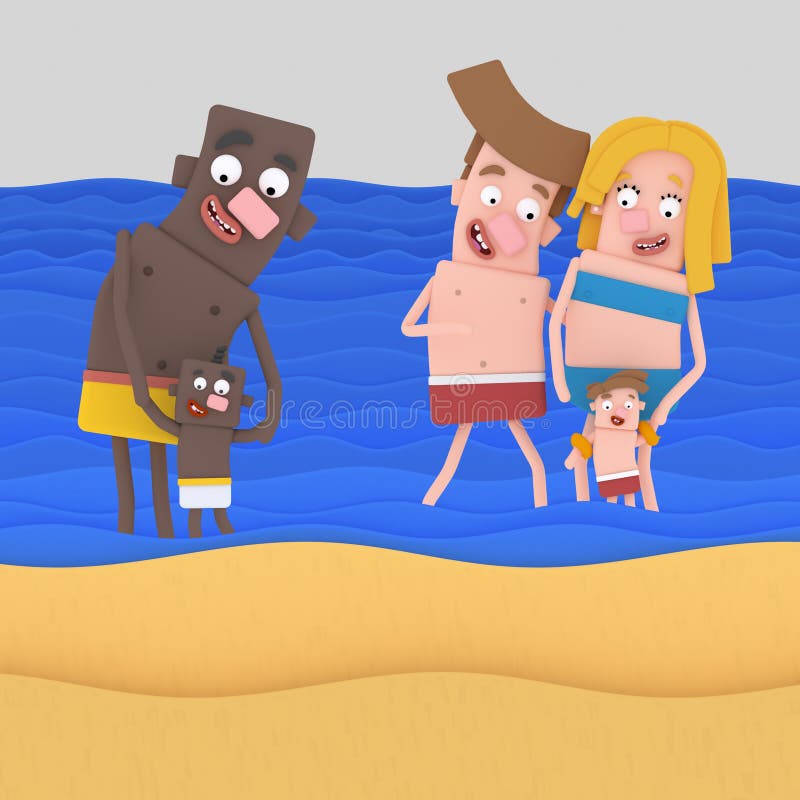 Rodziny przy plażą royalty ilustracja Rodziny przy plażą royalty ilustracja