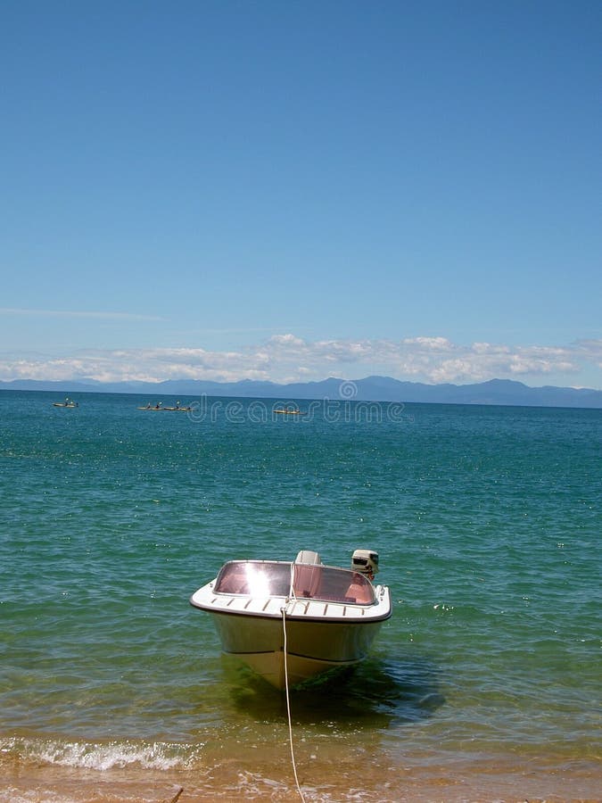 Motor Boat moored on beach. Motor Boat moored on beach