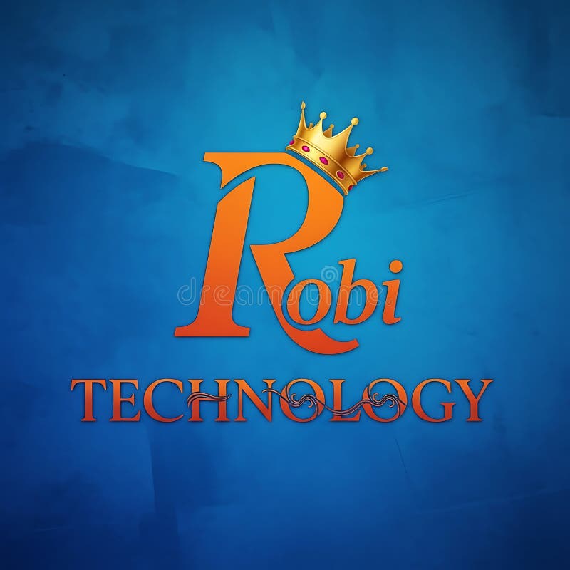 A dynamic logo for Rohi Technology featuring a stylized R with a royal crown, signifying leadership and success, set against a textured blue backdrop. Professional branding for tech. R royal logo illustrations