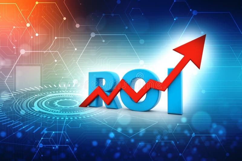 ROI concept. Return on investment. 3d render