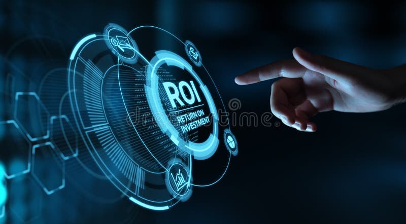 ROI Return auf Investitions-Finanzgewinn-Erfolgs-Internet-Geschäfts-Technologie-Konzept