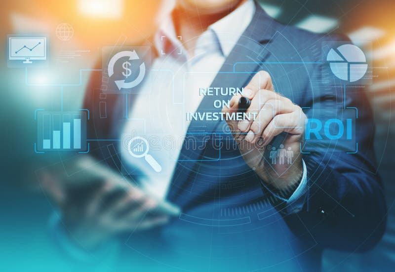 ROI Return no conceito da tecnologia do negócio do Internet do sucesso do lucro da finança do investimento fotografia de stock royalty free ROI Return no conceito da tecnologia do negócio do Internet do sucesso do lucro da finança do investimento fotografia de stock royalty free