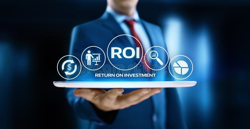 ROI Return no conceito da tecnologia do negócio do Internet do sucesso do lucro da finança do investimento fotografia de stock royalty free ROI Return no conceito da tecnologia do negócio do Internet do sucesso do lucro da finança do investimento fotografia de stock royalty free