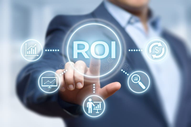 ROI Return på begrepp för teknologi för affär för internet för framgång för investeringfinansvinst