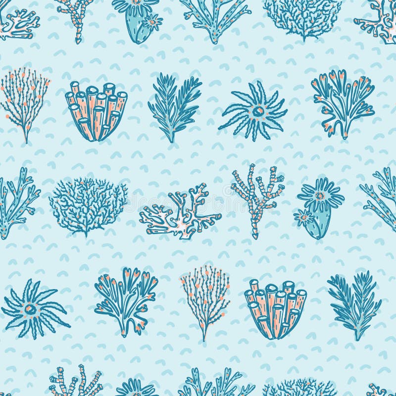 Rojo azul Coral Geometric Kids Ocean Aqua ilustración del vector Rojo azul Coral Geometric Kids Ocean Aqua ilustración del vector