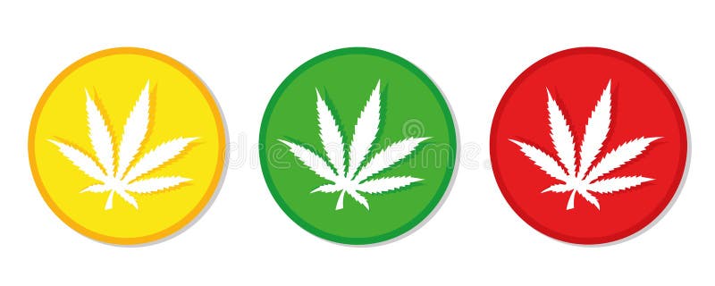 Rojo determinado del verde amarillo de la hoja del cáñamo ilustración del vector Rojo determinado del verde amarillo de la hoja del cáñamo ilustración del vector