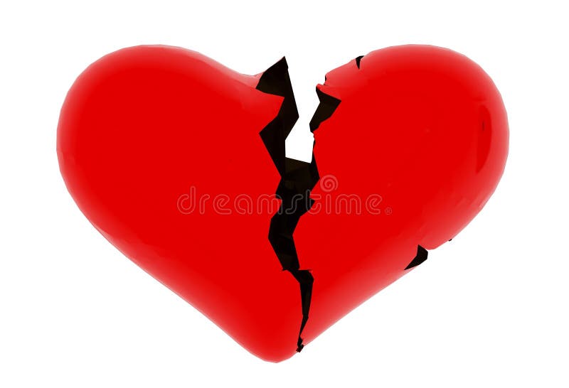 Rojo roto corazón del devorce - representación 3d libre illustration Rojo roto corazón del devorce - representación 3d libre illustration