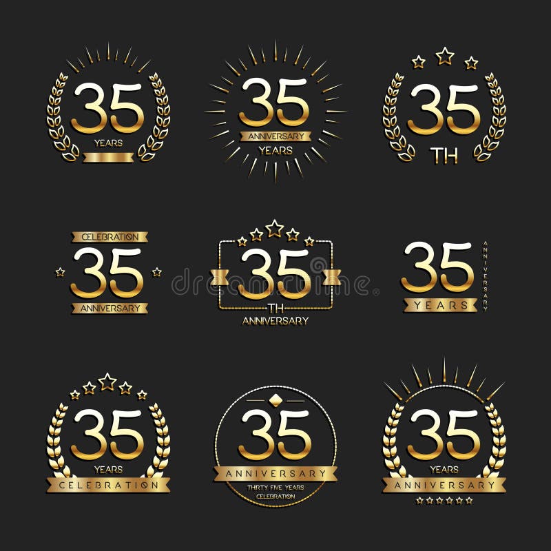 35 rok rocznicowego loga setu royalty ilustracja