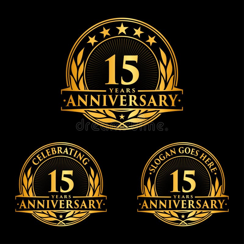 15 rok rocznicowego projekta szablonu Rocznicowy wektor i ilustracja 15th logo royalty ilustracja