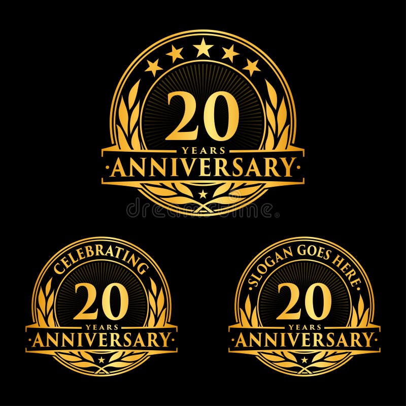 20 rok rocznicowego projekta szablonu Rocznicowy wektor i ilustracja 20th logo royalty ilustracja