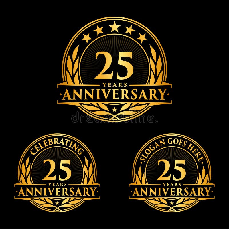 25 rok rocznicowego projekta szablonu Rocznicowy wektor i ilustracja 25th logo ilustracja wektor