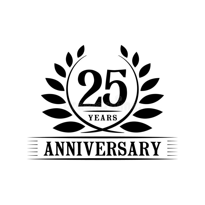 25 rok rocznicowego świętowanie logo 25th rocznicowy luksusowy projekta szablon Wektor i ilustracja ilustracji